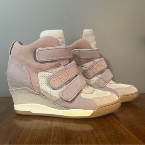 Ash Pink Suede Wedge Sneakers